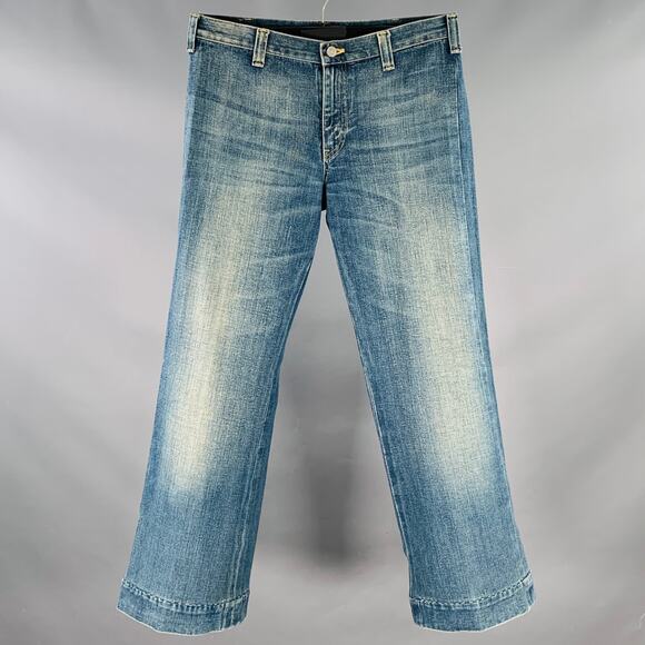 GUCCI Size 32 Blue Wash Cotton Wide Leg Straight Selvedge Jeans - Picture 1 of 5